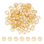 304 Stainless Steel Bead Caps, Multi-Petal, Flower, Golden, 6x1.5mm, Hole: 0.8mm, 100pcs/box(STAS-UN0042-45)