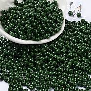 Baking Paint Glass Seed Beads, Round, Dark Slate Gray, 4x3mm, Hole: 1.2mm, about 7650pcs/pound(SEED-H002-I-A520)