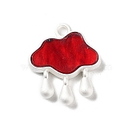 Baking Paint Zinc Alloy with Resin Pendant, Rainny Cloud, Red, 18.5x15.5x3mm, Hole: 1.6mm(FIND-Z038-01E)