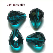 Imitation Austrian Crystal Beads, Grade AAA, Faceted, Drop, Dark Cyan, 6x8mm, Hole: 0.7~0.9mm(SWAR-F062-8x6mm-24)
