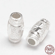 Fancy Cut Textured 925 Sterling Silver Oval Beads, Silver, 6x3mm, Hole: 1.5mm, about 169pcs/20g(STER-F012-18)