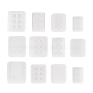 DIY Bead Silicone Molds, Resin Casting Molds, For UV Resin, Epoxy Resin Jewelry Making, White, 6~8.2x4~7.1x0.3~2.2cm, Inner: 7~16mm, 12pcs/set(PH-DIY-G005-59)