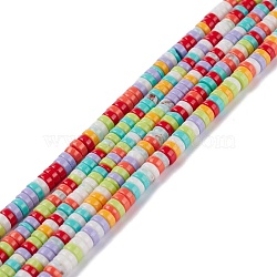 Synthetic Turquoise Beads Strands, Dyed, Heishi Beads, Flat Round/Disc, Colorful, 4x1mm, Hole: 1mm, 15.24~16.06 inch(38.7~40.8cm)(TURQ-Z002-01F)