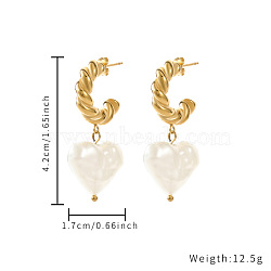 Heart Stainless Steel with Imitation Pearl Gold Plated Earrings(JZ8355-1)
