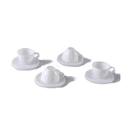 Plastic Tea Cup & Plate Miniature Ornaments, Micro Landscape Home Dollhouse Accessories, Pretending Prop Decorations, White, 25mm(PW-WG58236-02)