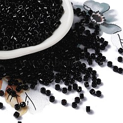 Baking Paint Glass Seed Beads, Cylinder, Black, 2.5x2mm, Hole: 1.4mm, about 45359pcs/pound(SEED-S042-15A-23)