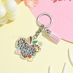 Acrylic Keychain, with Tassel, Heart, 9.5cm(KEYC-YW00083-03)