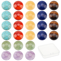 SUNNYCLUE 28Pcs 7 Style Carnelian & Yellow Aventurine & Tiger Eye & Green Aventurine & Lapis Lazuli & Amethyst & Turquoise Cabochons, Half Round, 12x5~6mm, 4pcs/style(G-SC0002-13A)