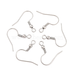 Tarnish Resistant Earrings Findings Original Color 304 Stainless Steel Earring Hooks, with Horizontal Loop, Size: about 15mm wide, 20mm long, 3mm thick, hole: 2mm(X-STAS-H011)