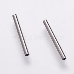 Tarnish Resistant 304 Stainless Steel Tube Beads, Stainless Steel Color, 15x1.5mm, Hole: 1mm(STAS-P161-01-15mm)