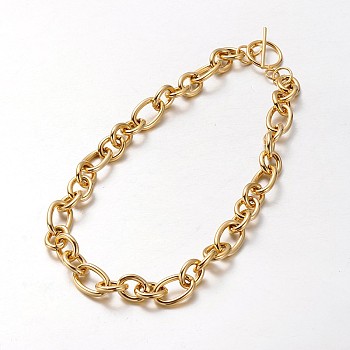 304 Stainless Steel Rolo Chain Necklace, with Toggle Clasps, Golden, 18.5 inch(47cm)
