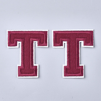 Computerized Embroidery Cloth Iron On Patches, Costume Accessories, Appliques, Letter, Letter.T, 55.5x47x2mm
