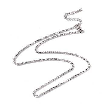 201 Stainless Steel Box Chain Necklace for Men Women, Stainless Steel Color, 17.72 inch(45cm)