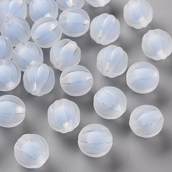 Transparent Acrylic Beads, Frosted, Bead in Bead, Pumpkin, Cornflower Blue, 11x11.5mm, Hole: 2mm, about 550pcs/500g