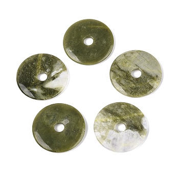 Natural Southern Jade Pendants, Donut/Pi Disc Charms, 50x6.5mm, Hole: 9~10mm