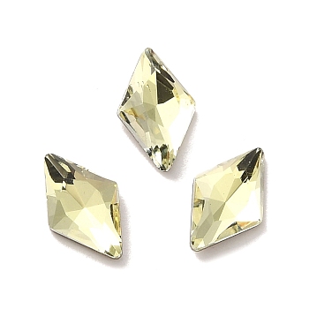 Glass Rhinestone Cabochons, Point Back & Back Plated, Faceted, Rhombus, Jonquil, 8x5x2mm
