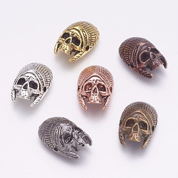 Tibetan Style Alloy Beads, Skull, Mixed Color, 19x12.5x8mm, Hole: 1.5mm