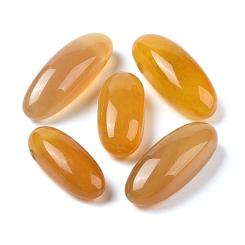 Natural Agate(Dyed & Heated) Beads, Oval, Top Drilled, Goldenrod, 24.5~42x10.5~14.5x8.5~13.5mm, Hole: 2mm