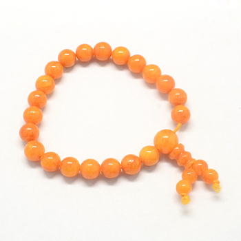 Buddha Meditation Yellow Jade Beaded Stretch Bracelets, Dark Orange, 50mm, 21pcs/strand