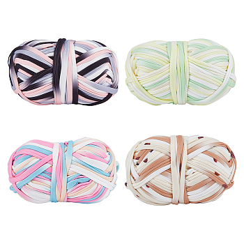 4 Bundles 4 Colors Gradient Color Polyester Cord, Cloth Cord, DIY Accessories, Mixed Color, 6~9x1mm, 30m/bundle, 1 bundle/color