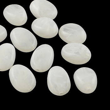 Oval Imitation Gemstone Acrylic Beads, White, 18x13x9.5mm, Hole: 2mm, about 310pcs/500g