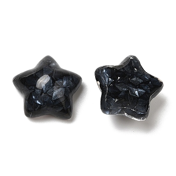 Transparent Epoxy Resin Cabochons, with PVC Sequins, Star, Black, 16x16x8.5mm