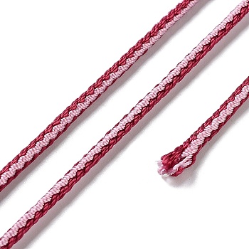 14M Duotone Polyester Braided Cord, Round, Pink, 2.5mm, about 15.31 Yards(14m)/Roll
