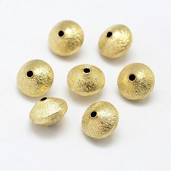 Brass Textured Beads, Nickel Free, Bicone, Raw(Unplated), 10x7mm, Hole: 2mm