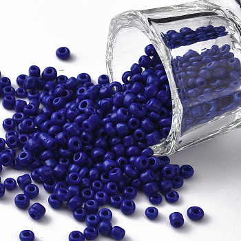 (Repacking Service Available) Glass Seed Beads, Opaque Colours Seed, Small Craft Beads for DIY Jewelry Making, Round, Blue, 8/0, 3mm, about 12g/bag