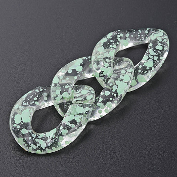 Transparent Acrylic Linking Rings, Quick Link Connectors, for Curb Chains Making, Twist Oval, Aquamarine, 39x29x7.5mm, Inner Diameter: 12x22mm