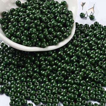 Baking Paint Glass Seed Beads, Round, Dark Slate Gray, 4x3mm, Hole: 1.2mm, about 7650pcs/pound