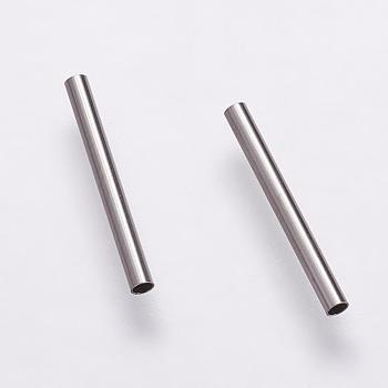 304 Stainless Steel Tube Beads, Stainless Steel Color, 15x1.5mm, Hole: 1mm