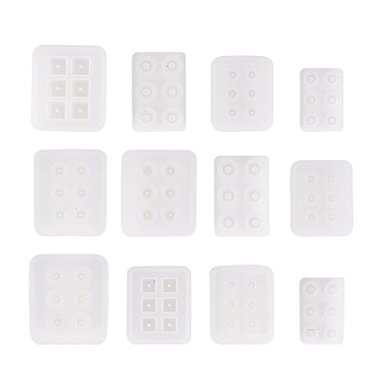 DIY Bead Silicone Molds, Resin Casting Molds, For UV Resin, Epoxy Resin Jewelry Making, White, 6~8.2x4~7.1x0.3~2.2cm, Inner: 7~16mm, 12pcs/set