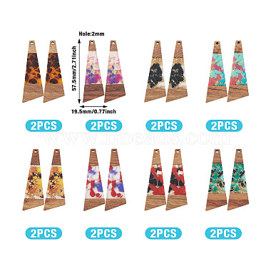 Pandahall 16Pcs 8 Colors Transparent Resin & Walnut Wood Big Pendants(RESI-TA0001-95)-4