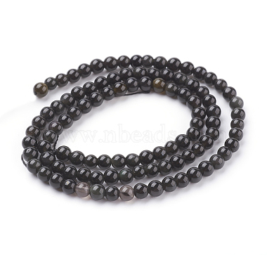 Natural Obsidian Beads Strands(X-G-G099-4mm-24)-2