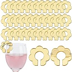 Acrylic Wine Glass Charms, Blank Goblet Marker, Flower, Gold, 34x34.5x2.5~3mm, Inner Diameter: 15mm, 36pcs(AJEW-FG0004-47C)