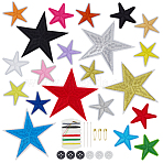 3Bags Cloth Hot Melt Adhesive Clothing Patches, Iron on, Star, Mixed Color, 72x73~74x1.5~2mm(AJEW-FG0004-96)