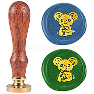 Wax Seal Stamp Set, Sealing Wax Stamp Solid Brass Head,  Wood Handle Retro Brass Stamp Kit Removable, for Envelopes Invitations, Gift Card, Koala, 83x22mm(AJEW-WH0208-1232)