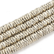 Electroplate Non-magnetic Synthetic Hematite Beads Strands, Wavy, Flat Round/Disc, Light Gold Plated, 6x6x2mm, Hole: 1mm, about 220pcs/strand, 15.74 inch(X-G-N0322-01D)