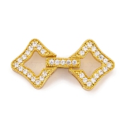 Rack Plating Brass Micro Pave Clear Cubic Zirconia Fold Over Clasps, Long-Lasting Plated, Lead Free & Cadmium Free, Rhombus, Real 18K Gold Plated, 30mm, Rhombus: 13.5x14.5x4mm, Clasp: 20x15x4mm(KK-K367-24G)