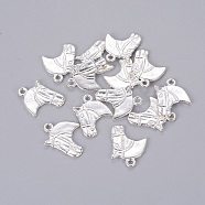 Tibetan Style Alloy Pendants, Horse Head, Silver Color Plated, Lead Free and Cadmium Free, 21x18.5mm, Hole: 2.5mm(X-K0P48021)