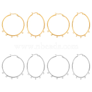 8Pcs 2 Colors 304 Stainless Steel Huggie Hoop Earring Findings, with Latch Back Closure and Horizontal Loops, Ring, Golden & Stainless Steel Color, 12 Gauge, 45x40x2mm, Hole: 1.6mm, Pin: 0.7~1.2mm, 4Pcs/color(STAS-UN0044-76)