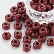 Opaque Glass Beads, Flat Round, Indian Red, 10x5~6mm, Hole: 3mm, about 600pcs/Pound(GLAA-S195-A-002)