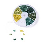 Forest Theme, 12/0 Grade A Round Glass Seed Beads, Silver Lined, Mixed Color, 2x1.5mm, Hole: 0.3mm, 6colors, about 360~400pcs/color, about 2160~2400pcs/box(SEED-JP0007-10)