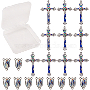 Religion Theme Findings, with Alloy Enamel Crucifix Cross Pendants, Alloy Rosary Center Pieces Chandelier Component Links, Mixed Color, 49x31x5mm, 23x15x4mm, 20pcs/box(PALLOY-SC0002-24)