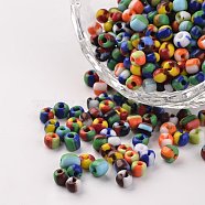 6/0 Opaque Colours Seep Glass Beads, Round Seed Beads, Mixed Color, 3.5~4x2.5~3mm, Hole: 0.5mm, about 600pcs/bag(SEED-P002-16)
