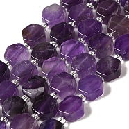 Natural Amethyst Beads Strands, Hexagon, with Seed Beads, 8.5~9x8.5~10x4~5mm, Hole: 1mm, about 17~18pcs/strand, 7.48''(19cm)(G-P534-A13-01)