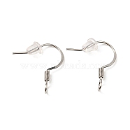 316 Surgical Stainless Steel French Hooks with Coil, with Vertical Loop, Stainless Steel Color, 18x18mm, Hole: 2mm, Pin: 0.7mm(STAS-E163-58P)