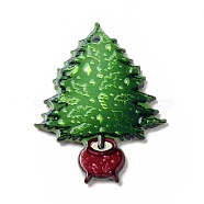 Printed  Acrylic Pendants, for Christmas, Christmas Tree Pattern, 40x30x2mm, Hole: 1.8mm(MACR-F072-02D)