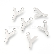 201 Stainless Steel Charms, Alphabet, Letter.Y, 12.2x8.3x0.6mm, Hole: 1.4mm(X-STAS-C021-06P-Y)
